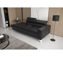 Sofa TOSCANIA II leňoška 205 cm prírodná koža - čierna koža, ľavá strana