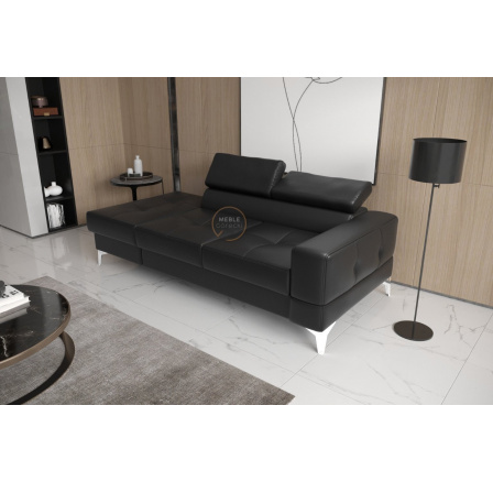 Sofa TOSCANIA II leňoška 205 cm prírodná koža - čierna koža, ľavá strana