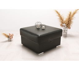 Taburet s úložným priestorom 55×55 - čierna eko koža