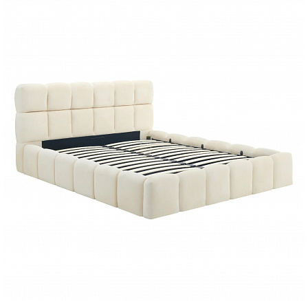 Posteľ 160x200 MURCJA s Úložným Priestorom Krémová Zamatová