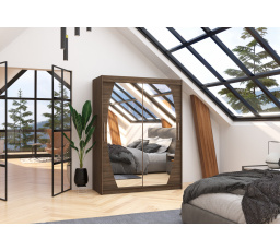 Posuvná skriňa so zrkadlom ALEN 150 Choco+Choco