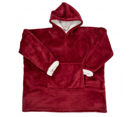 Široká zateplená mikina/snuddie s vreckom červená