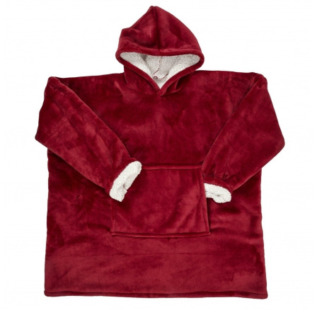 Široká zateplená mikina/snuddie s vreckom červená