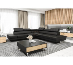 Rohová sedacia súprava EMPORIO MAX 300 x 300 prírodná koža - čierna koža