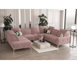 Rohová sedacia súprava MALIBU MAX I 260x350x220 cm - ružová, Pravá strana