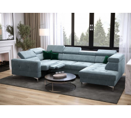 Rohová sedacia súprava TOSCANIA MAX I, relax s funkciou spania 170x350x185 cm - modrá, ľavá