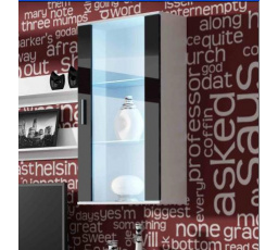 Závesná vitrína SOHO S2, biely/čierny lesk