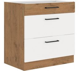 Dolná skrinka VIGO - 80 D 3S BB, Dub Lancelot / Biely lesk