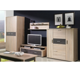 Obývacia stena Filemon, zostava B sonoma/grafitový lesk