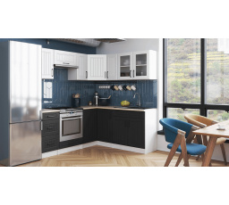 Rohová kuchyňa Romana biela/grafit MAT