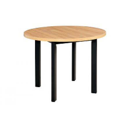 PENELOPE 2 ( POLI 2 ) - jedálenský stôl okrúhly laminovaný dub grandson/ nohy + sklo čierne - kolekcia "DRE" (K150-E)
