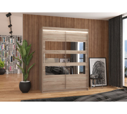 Posuvná skriňa so zrkadlom a LED osvetlením FLORENTO 150 Truffle+Truffle