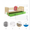 Detská posteľ KUBUS 80x160 cm so zásuvkou, s matracom, Prírodná/Zelená