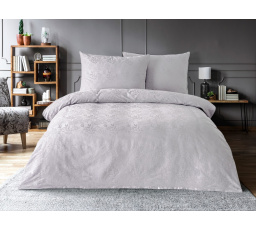 Luxusné žakárové obliečky 220x220, 70x90cm listy svetlo šedé