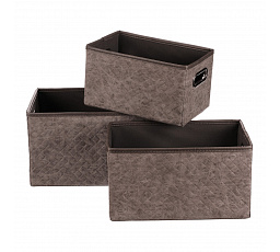 Koš regálový - látkový s uchy, šedý, cena za sadu 3 ks