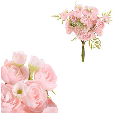 Ranunculus - umělá kytice, drobné květy, růžový