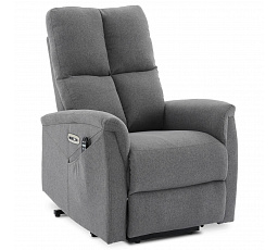 Relaxačné masážne kreslo s výhrevom, 8-bodová vibračná masáž, zdvíhací systém, USB, sivá látka