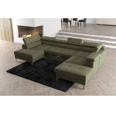 Rohová sedacia súprava TOSCANIA MAX II 170x350x220 - pravá, olivová