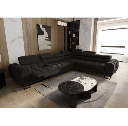 Rohová sedacia súprava ASPEN MAX, relax priemer 30x260 cm - čierna, pravá Rohová sedacia súprava ASPEN MAX, relax priemer 30x260 cm - čierna, pravá