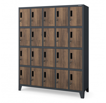 Kovová šatní skrinka BHP antracitová/orech: Eco Design ROBERT, 1360 x 1720 x 450 mm