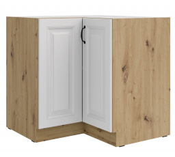 Dolní rohová skříňka STELLO - 90x90 DN 2F BB, Dub Artisan/Bílý mat