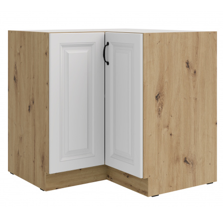 Dolní rohová skříňka STELLO - 90x90 DN 2F BB, Dub Artisan/Bílý mat
