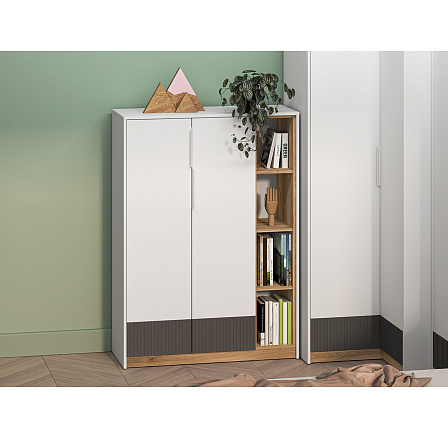 Komoda TORINO 05, biela / grafit mat / dub Castello