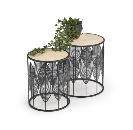 Konferenčný stôl FOLLA set, čierny/prírodný