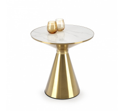 Konferenčný stolík TRIBECA, efekt bieleho mramoru/zlatá