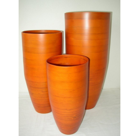 Bambusová váza klasická oranžová M