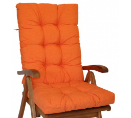 Vankúš pre vysokú záhradnú stoličku z teakového dreva - oranžové zvýraznenie látky