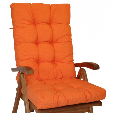 Vankúš pre vysokú záhradnú stoličku z teakového dreva - oranžové zvýraznenie látky