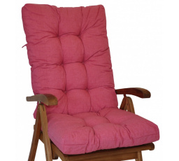 Vankúš pre vysoké záhradné kreslo z teakového dreva - látka malinový melír