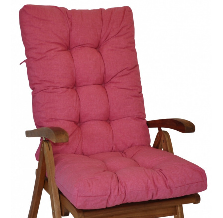 Vankúš pre vysoké záhradné kreslo z teakového dreva - látka malinový melír