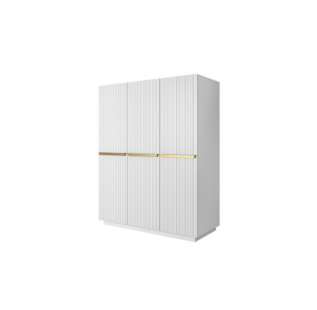 Šatní skriňa Nicole, biela matná / zlaté úchytky
