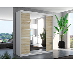 Posuvná skriňa so zrkadlom DALMATIA 200 Biela+Sonoma