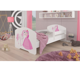 Posteľ s matracom a zábranou PEPE PRINCESS AND HORSE 140x70 Biela