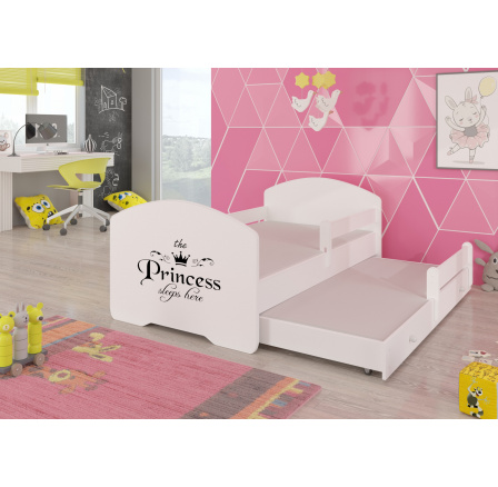 Manželská posteľ so zábranami a matracom PEPE II PRINCESS BLACK 160x80 White