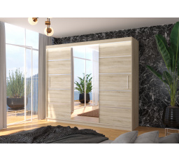 Posuvná skriňa so zrkadlom a LED osvetlením SALTO 250 Sonoma+Sonoma