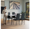 Jídelní set s 4 židlemi, 130x70x76cm, keramika, mramor, ASE-1004 BK2