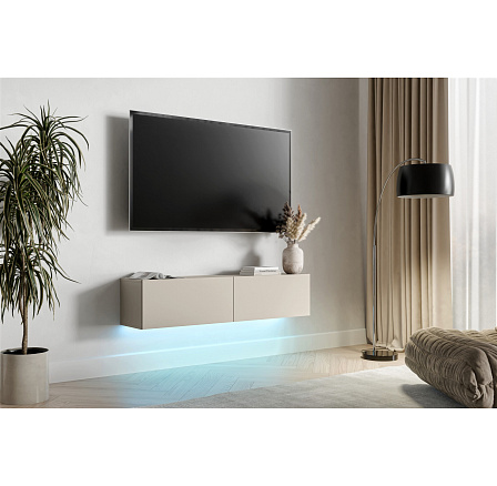 TV komoda GOVI 140 s LED osvetlením, kašmír