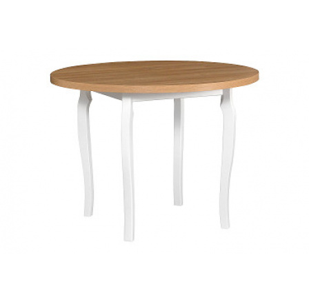 PENELOPE 3 ( POLI 3) - jedálenský stôl okrúhly pr.100 - laminát Dub vnuk/nohy+sklo Biela - kolekcia "DRE" (K150-E)