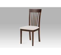 Jedálenská stolička, masívny buk, farba orech, béžové látkové čalúnenie