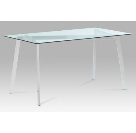 Jedálenský stôl 150x80 cm, číre sklo / chróm