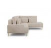 Rohová sedacia súprava do obývačky Nicole L Right - béžová Crown 2 béžové/zlaté nohy