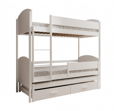 Trojlôžková detská posteľ Leia 180x80 s matracom Biela+Biela