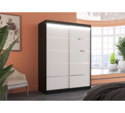 Posuvná skriňa s LED osvetlením LUFT 150 Čierna+Biela