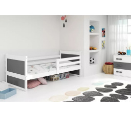 Detská posteľ RICO 90x200 cm, s matracom, Biela/Grafit