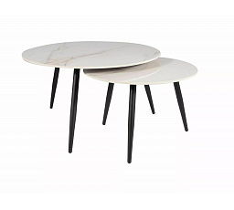 Sada konferenčných stolíkov KORA D, Biela/čierny mat