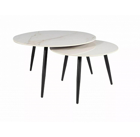 Sada konferenčných stolíkov KORA D, Biela/čierny mat